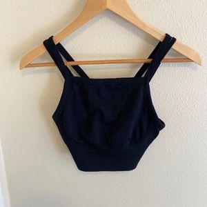 High neck double strap sports bra